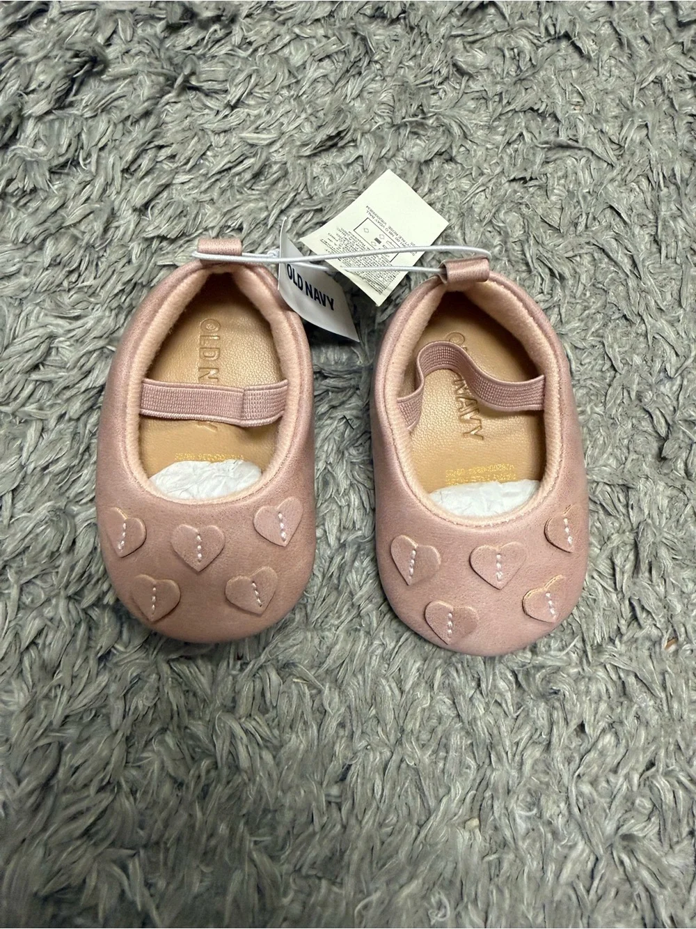 Old Navy Baby Girls Pink Heart slip on Shoes size 0-3 months NWT